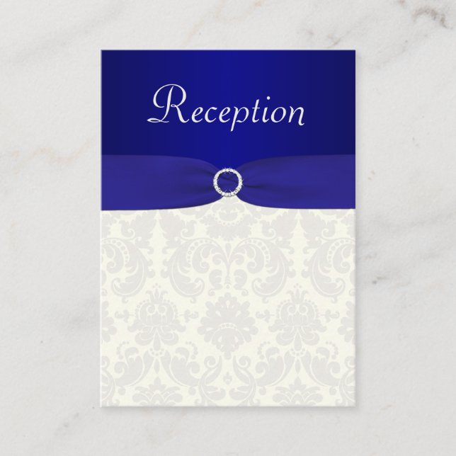 Blue and Ivory Damask Enclosure Card (Front)