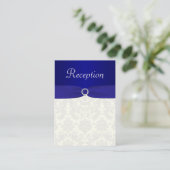 Blue and Ivory Damask Enclosure Card (Standing Front)