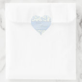 Blue and Ivory Damask Heart Shaped Wedding Sticker (Bag)