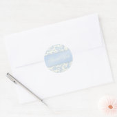 Blue and Ivory Damask Thank You Sticker (Envelope)