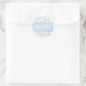 Blue and Ivory Damask Thank You Sticker (Bag)