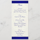 Blue and Ivory Damask Wedding Menu Card (Back)