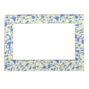 Blue and ivory fun abstract art magnetic frame