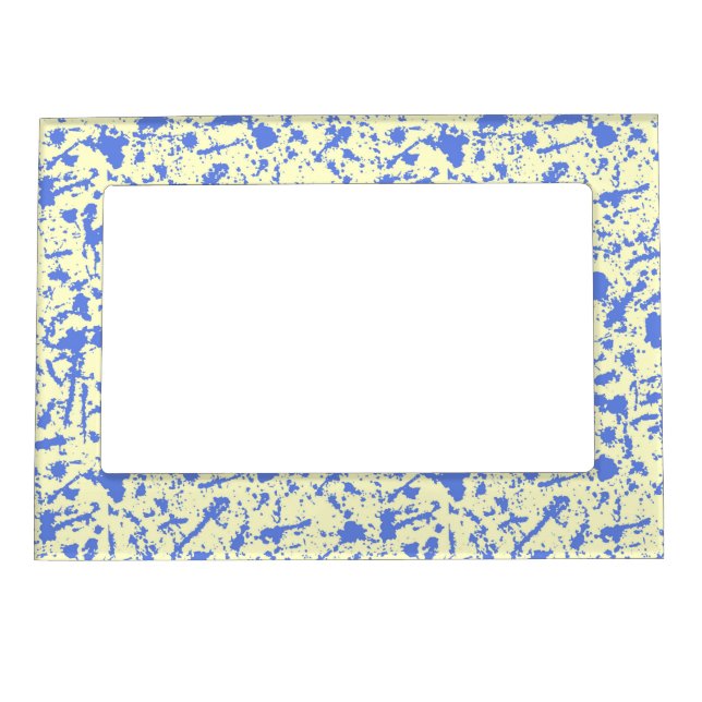 Blue and ivory fun abstract art magnetic frame (Front)