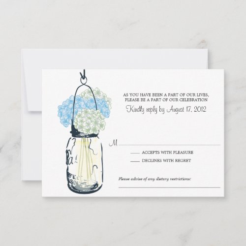 Hydrangea &amp; Mason Jar Wedding RSVP Invite