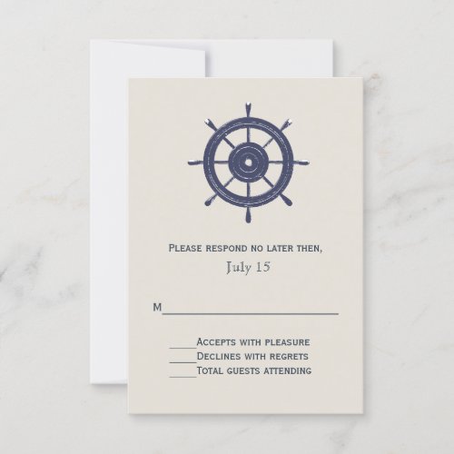 Blue and Ivory Nautical Themed Wedding RSVP Card
