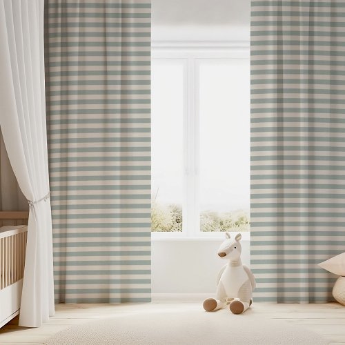 Blue and Ivory Stripes Blackout Curtains