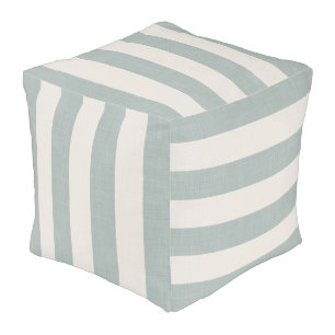 Blue and Ivory Stripes   Modern Farmhouse Decor Pouf