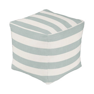 Blue and Ivory Stripes Modern Farmhouse Decor Pouf