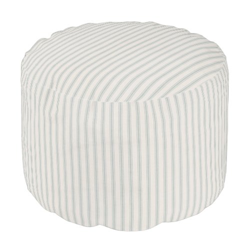 Blue and Ivory Ticking Stripes  Farmhouse Decor Pouf