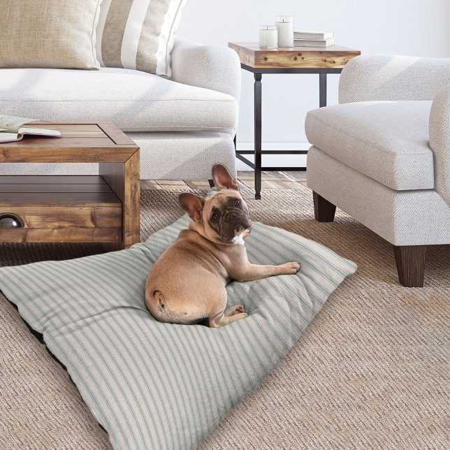 Blue and Ivory Ticking Stripes | Modern Farmhouse Pet Bed (Creator Uploaded)