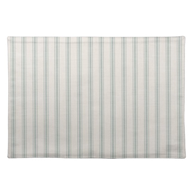 Blue and Ivory Ticking Stripes | Modern Farmhouse Placemat (Front)
