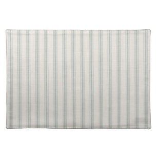 Blue and Ivory Ticking Stripes Woven Cotton Placemat
