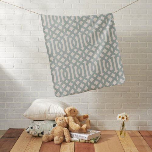 Blue and Ivory Trellis  Modern Farmhouse Receiving Blanket