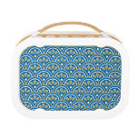 Blue And Khaki Floral Art Deco Pattern Lunch Box