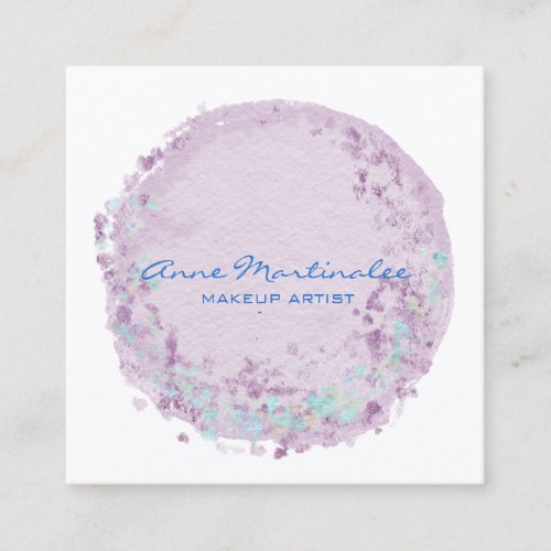 Blue  and Lavender Abstract Circle  Square Business Card
