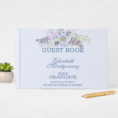 Blue and Lavender Floral Graduation Party    Guest Book