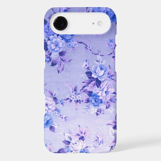 Blue and Lavender Floral Textured Pattern. Case-Mate iPhone Case (Back)
