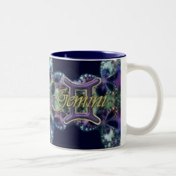 Blue And Lavender Lace Zodiac Sign Gemini Mug by UROCKSymbology at Zazzle
