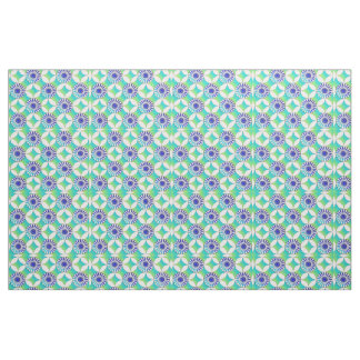 Blue and Lavender Modern Floral Geometric Design Fabric