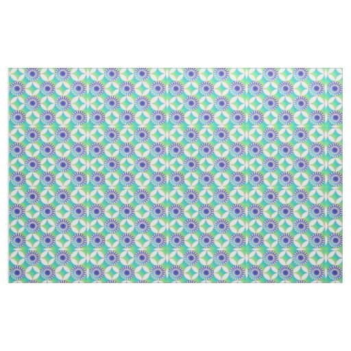 Blue and Lavender Modern Floral Geometric Design  Fabric