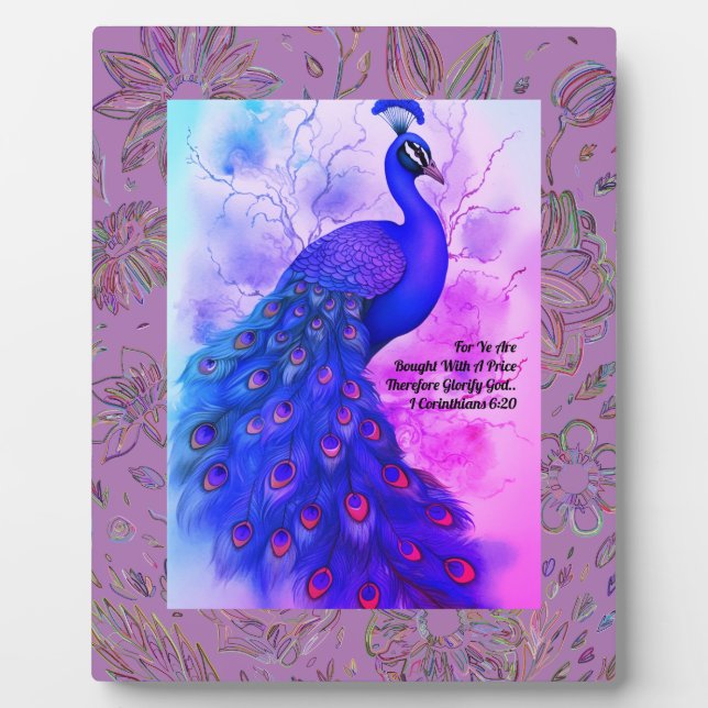 Blue and Lavender Peacock Plaque (Front)