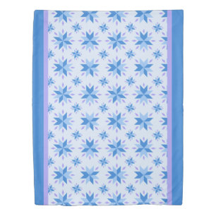 Blue And Lavender Star Quilt Pattern Duvet Cover