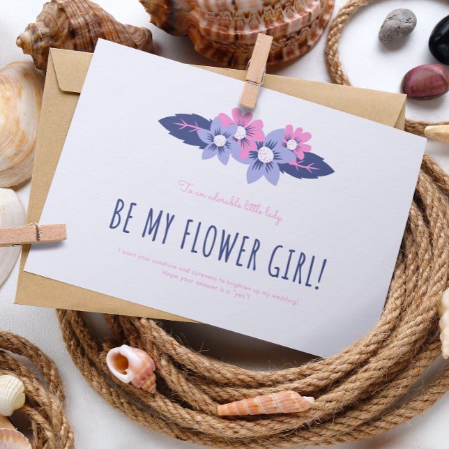 Blue and Lavender Wedding Flower Girl Card (Creator Uploaded)