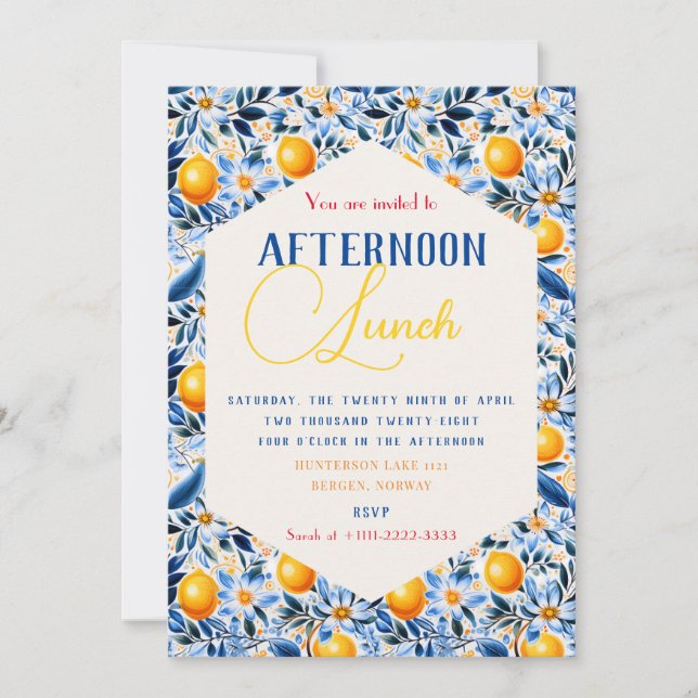 Blue And Lemon Theme  Invitation (Front)