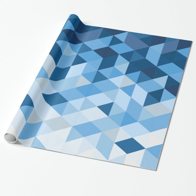Blue And Light Blue Tones Pattern Wrapping Paper (Unrolled)