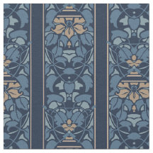 Blue and light brown art nouveau stripe