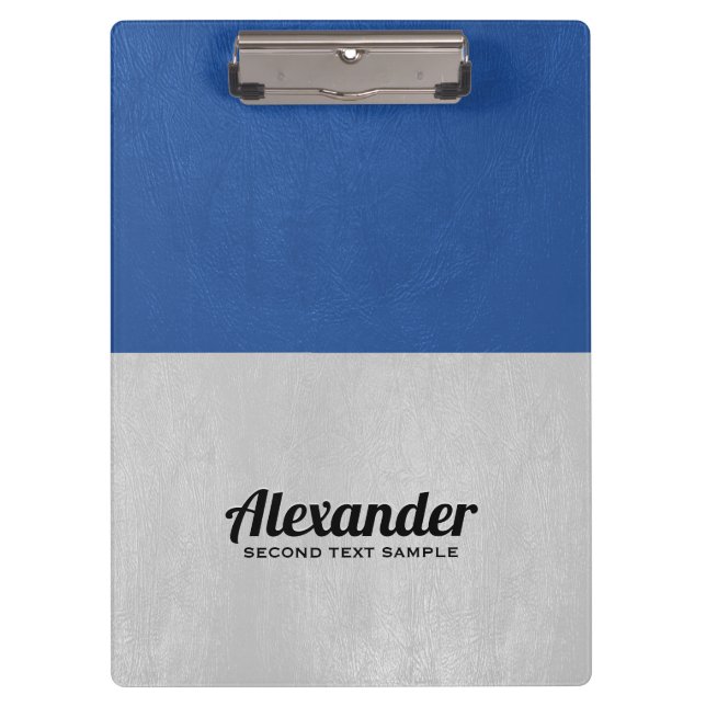 Blue and light-gray faux vintage leather clipboard (Front)