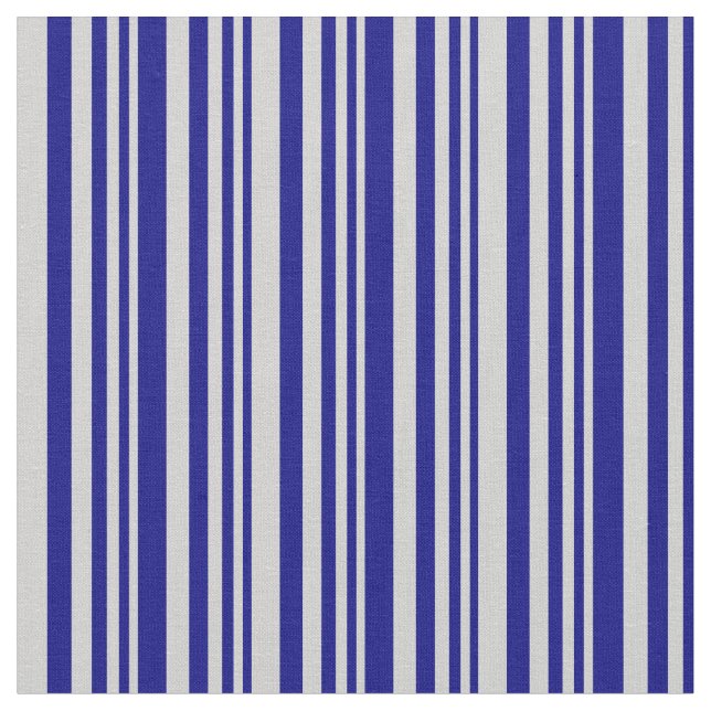 Blue and Light Grey Stripes Pattern Fabric (Close Up)