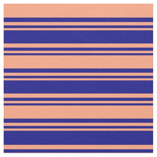 Blue and Light Salmon Stripes Fabric
