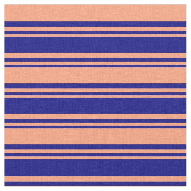 Blue and Light Salmon Stripes Fabric (Close Up)