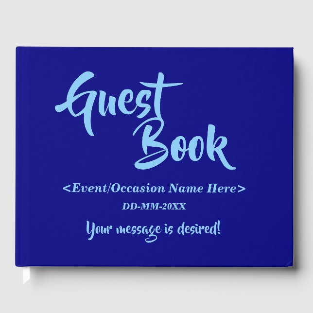 Blue and Light Sky Blue Generic Event Guest Book (Front)