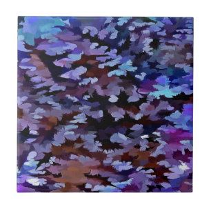 Blue and Lilac Camouflage Pattern Ceramic Tile