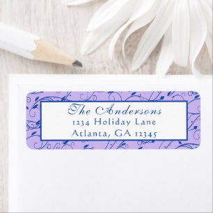 Blue and Lilac Floral Wedding Label
