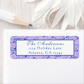 Blue and Lilac Floral Wedding Label