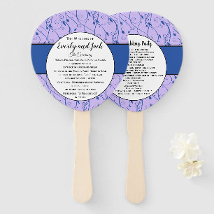 Blue and Lilac Floral Wedding Program Hand Fan