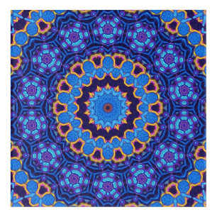 Blue and lilac Kaleidoscope retro vintage mandala Acrylic Print