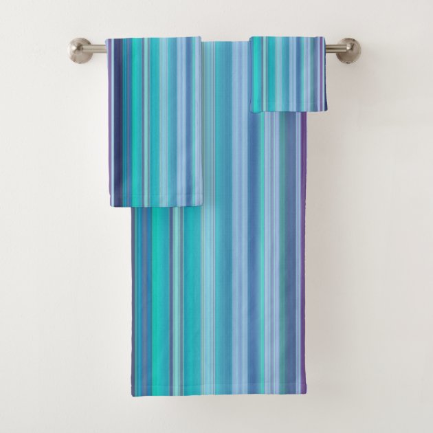 blue and green striped towels