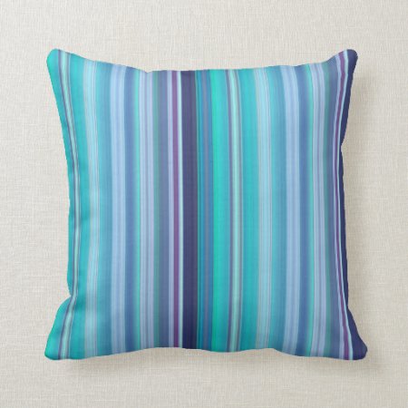 Blue And Lilac Stripes Throw Pillow