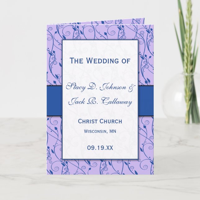 Blue and Lilac Wedding Program (Front)