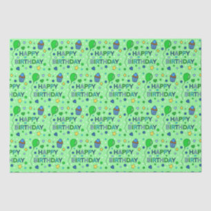 Blue and Lime Green Boy's Happy Birthday    Tissue Paper