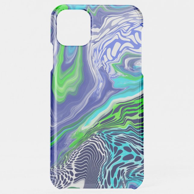 Blue and Lime Green Marble Swirls  Uncommon iPhone Case (Back)
