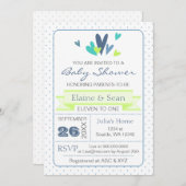 Blue and Lime Hearts Blue Boys baby shower invite (Front/Back)