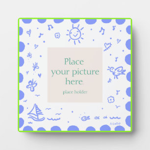 Blue and lime sunny 'frame' plaque