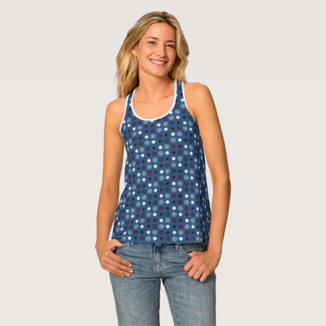 Blue and Magenta Dots Tank Top (Front Full)
