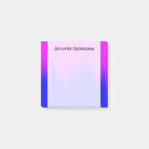 Blue and Magenta Streaks Pattern + Custom Name Post-it Notes
